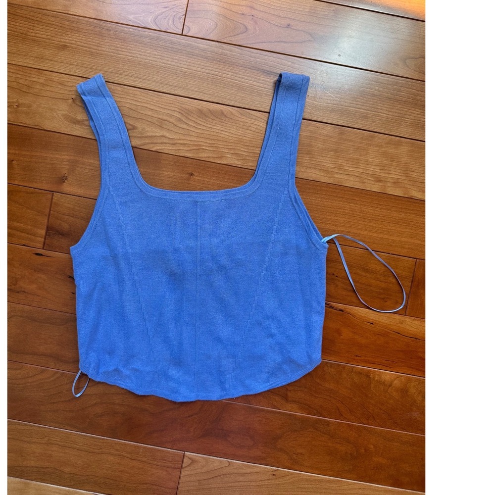 House of Lucky Blue Square Corset‎ Rib Tank Top Large NWT